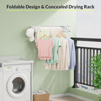 Foldable Wall Mounted Drying Rack, Stainless Steel Expandable Clothes Drying - Image 5