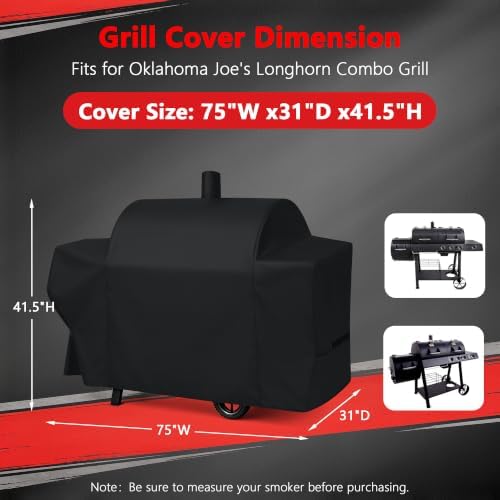 i COVER Grill Cover for Oklahoma Joe's Longhorn Combo Charcoal Gas Smokers & - Image 2