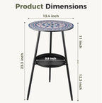 2-Tier Metal Outdoor Side Tables Set of Two 13.5" Round End Tables - Image 3