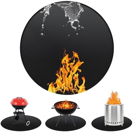 60" Round Fireproof Grill Mat for Deck & Patio, Double-Sided Silicone Coated by Unknown