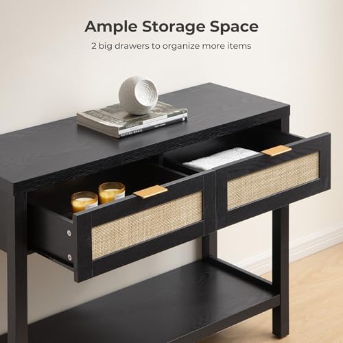 SICOTAS Black Rattan Console Table - Image 3
