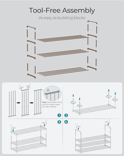 SONGMICS Shoe Rack, 3-Tier Shoe Organizer, Metal Storage Shelf - Image 5