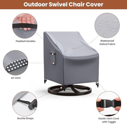 Mrrihand Outdoor Swivel Lounge Chair Cover Waterproof, 2 Pack Heavy Duty Patio - Image 3