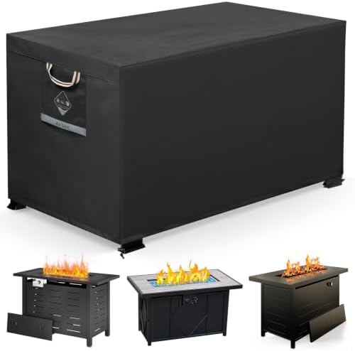 QH.HOME Fire Pit Cover Rectangular 44", 600D Heavy Duty 100% Waterproof by QHHOME