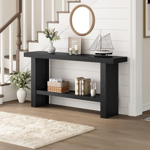 MAHANCRIS Modern Console Table, 47.2" Black Rectangular Entryway Table - Image 3