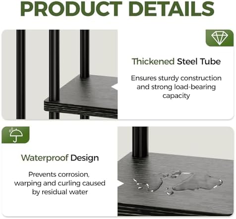 Bamworld Plant Stand 4 Tier Corner Metal Shelf Black - Image 5