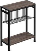 Side Table for Small Space, 3-Tier Narrow End Tablewith Magazine Holder by HOME