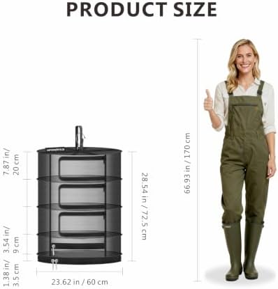 24" Diameter 4 Layer Herb Drying Rack Foldable C-Shaped Zipper - Image 2
