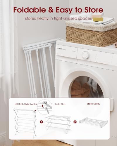 Sakugi Foldable 3-Tier Clothes Drying Rack 37.4" H - Image 4