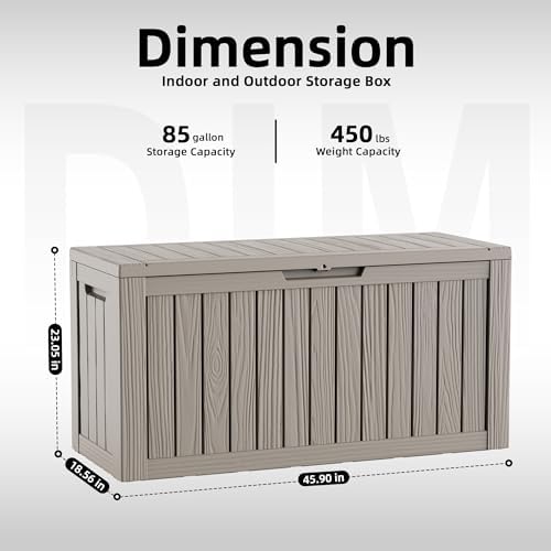 DRATO 85 Gallon Outdoor Storage Box Waterproof, Lockable Resin Deck Box - Image 2
