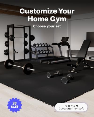 AIRHOP 0.56in Thick 144 Sq Ft Exercise Equipment Mats, 36 Tiles Upgraded Rubber - Image 4