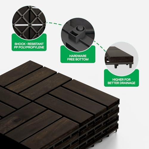 IDZO Interlocking Acacia Deck Tiles 9.6 SQFT - Image 3