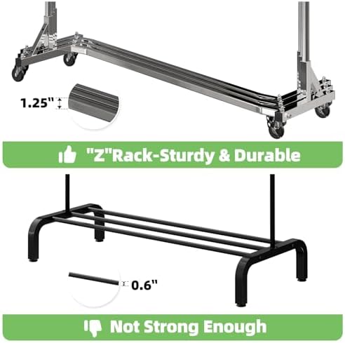 Simple Trending Industrial Grade Z Base 70inches Extra Long Clothes Garment Rack - Image 6