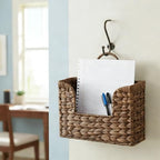 Set of 2 Magazine Holder Wall Basket Water Hyacinth Woven Mail Organizer - Image 6