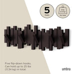Umbra Sticks Wall Mount Coat Rack, 5 Hook Retractable Pegs - Image 5