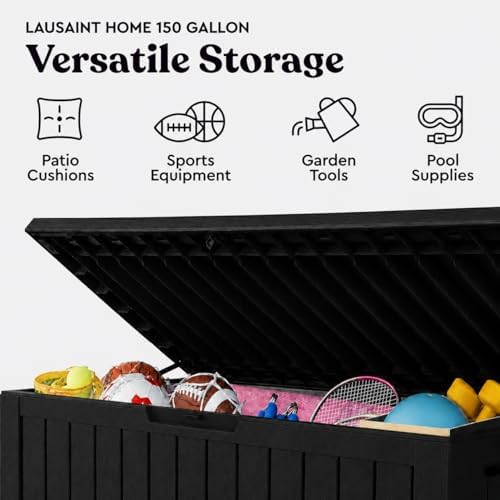 LAUSAINT HOME 150 Gallon Resin Deck Box, Package Delivery Box - Image 4