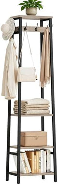 Coat Rack Freestanding with 3 Shelves and 7 Hooks by Cerlyunzan