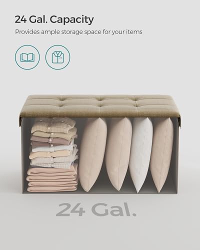 SONGMICS 30 Inches Folding Storage Ottoman Bench, Load 660 lb - Image 5