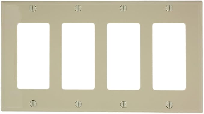 Leviton 4-Gang Decora/GFCI Device Wallplate, Standard Size, Thermoplastic Nylon by Leviton