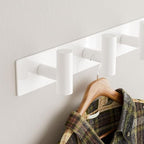 White Wall Mounted Coat Rack – 5 T-Shaped Hooks on 16.5" Rail - Image 4