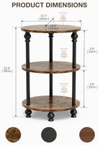 Round Small End Table with Classic Turned Legs, 3 Tier Oval Accent Table - Image 2