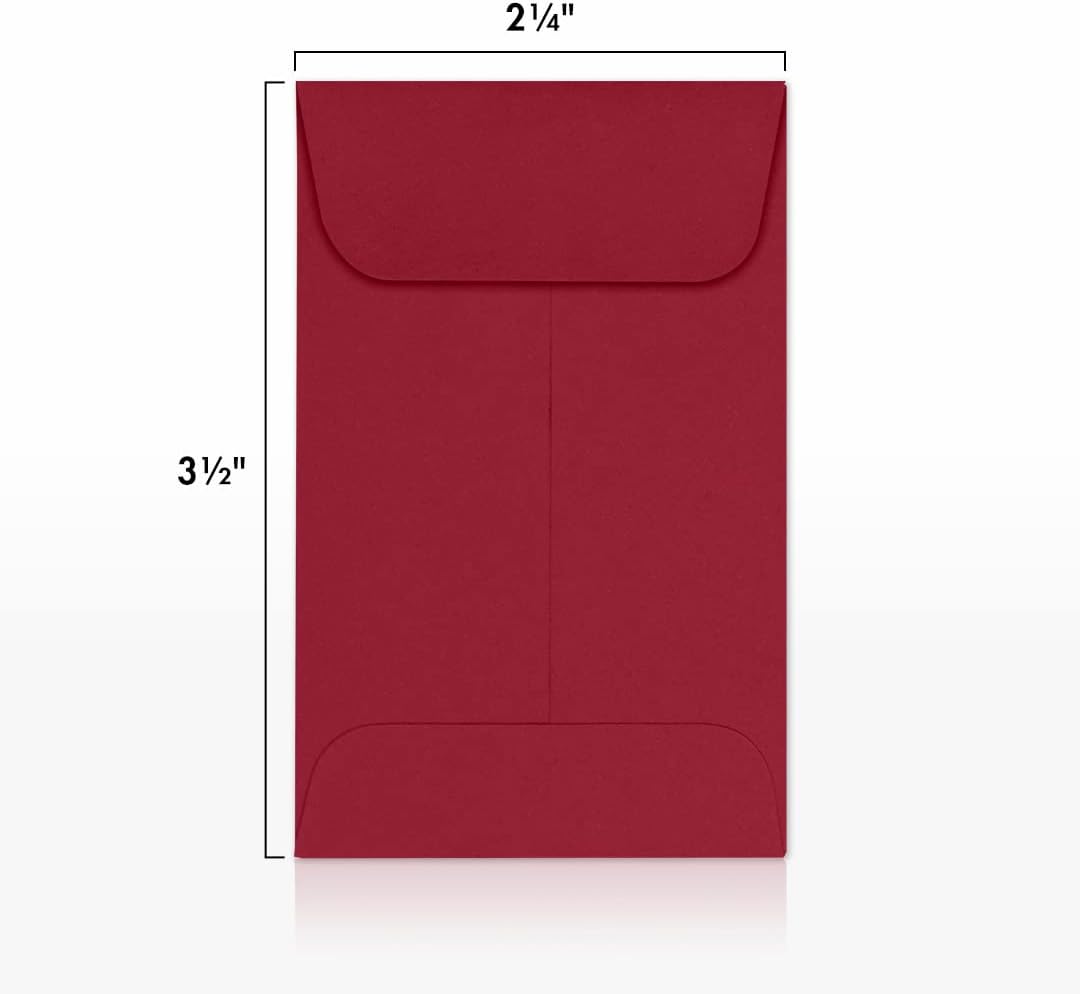 LUXPaper #1 Coin Envelopes | 2 1/4" x 3 1/2" | Garnet Red | 80lb. Text | 50 Qty