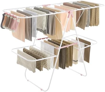 SONGMICS Clothes Drying Rack, Foldable 2-Level Stee Laundry Drying Rack by SONGMICSbySONGMICSHOME