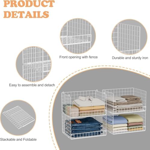 Yociyoga Closet Organizers and Storage Basket- 3-Tier Stackable Storage Bins - Image 4