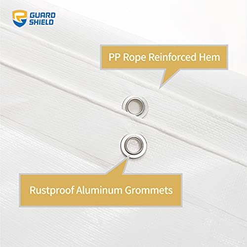 GUARD SHIELD Tarps Heavy Duty Waterproof 10x10 Feet White Poly Tarp Cover - Image 4