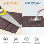 Goovilla Plastic Interlocking Deck Tiles, 27 Pack 12"x12", Dark Brown - Image 4