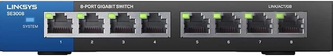 Linksys SE3008: 8-Port Gigabit Ethernet Unmanaged Switch, Computer Network by Linksys