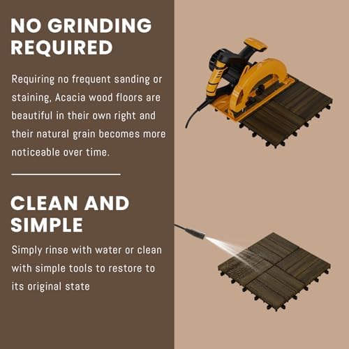 Solid Acacia Wood Interlocking Deck Tiles Snap Together Floor - Image 7