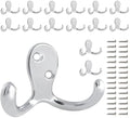 15 Pack Coat Hooks Wall Hooks for Hanging, Heavy Duty Double Prong Metal Hook by CBWLWJ