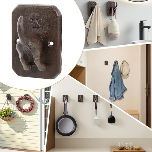 2 Pack Rustic Cast Iron Dog Leash Holder Wall Hook, Heavy Duty Wall Mount Hook - Image 7