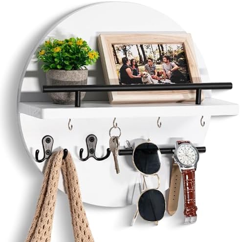 Key Holder Wall Mount with Shelf and Hooks, Mail Organizer by dreampossible