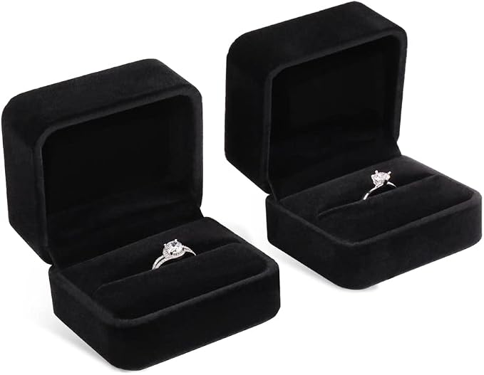 iSuperb Set of 2 Unit Classic Velvet Couple Double Ring Box Earring Jewelry - Image 4