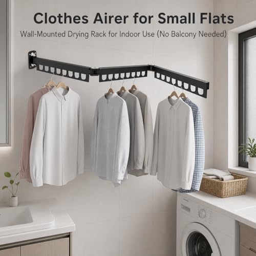 Retractable Wall Mounted Clothes Drying Rack, Rustproof Steel Drying Rack - Image 4