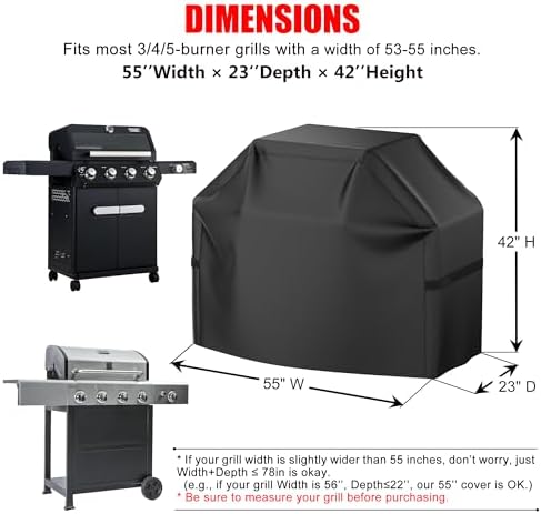 Grill Cover, 55 inch Heavy Duty BBQ Gas Grill Cover - Image 2