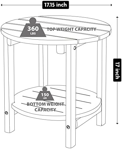 LZRS Round Adirondack Side Table Double End Table, Outdoor Side Tables - Image 3