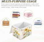 Bolaz Storage Bins with Lids and Handles, Sunflower Stamp Storage Box Basket - Image 7
