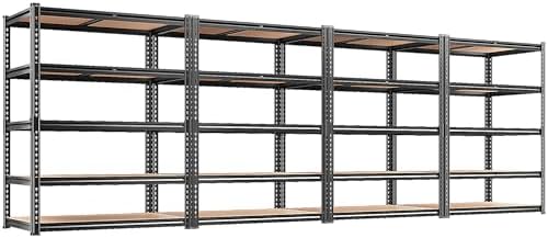 REIBII 4 Pack Storage Shelves, 5 Tier Heavy Duty Metal Garage Shelving by REIBII