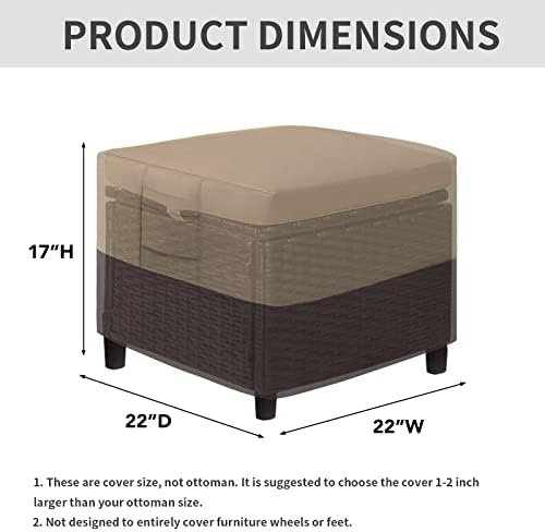 Easy-Going Heavy Duty Outdoor Ottoman Cover, Camel/Dark Brown - Image 2