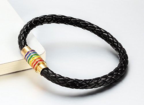 Nanafast Titanium Stainless Steel Rainbow LGBT Pride Bracelet Handmade Braided - Image 5