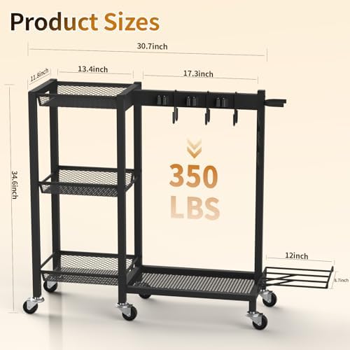 Broom Holder with Cleaning Supplies Organizer, 30.7"Wx11.8"Dx34.6"H - Image 2
