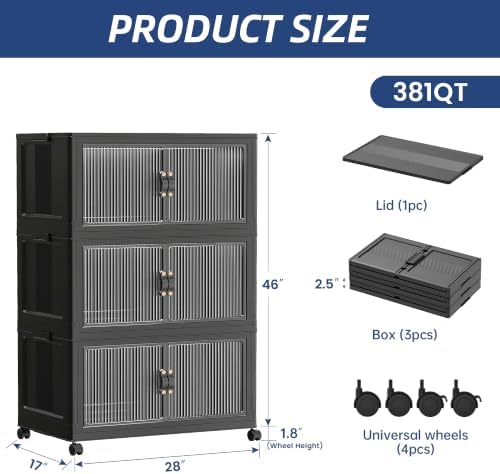 SAILUN 381Qt Stackable Storage Bins, Storage Cabinet - Image 6