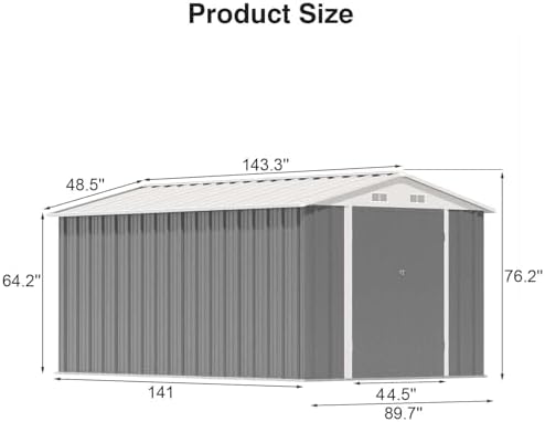 Patiowell 8 x 12 FT Outdoor Storage Shed, Metal Storage Shed - Image 2