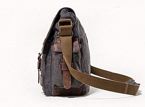 Sechunk Vintage Military Leather Canvas Laptop Bag Messenger Bags Medium - Image 5