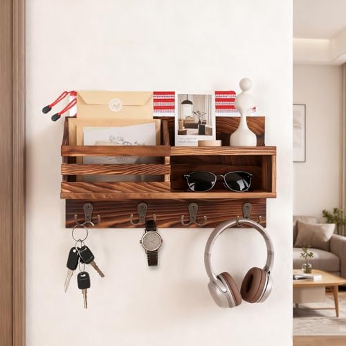 Solid Wood Key and Mail Holder for Wall - Image 4