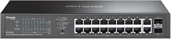 TP-Link Omada 16 Port Gigabit Easy Managed, PoE Switch, 150W Budget, PoE+ by TP-Link