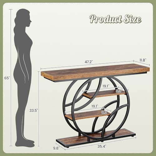 Huuger 47.2 Inch Entryway Table, Industrial Console Sofa Table - Image 2